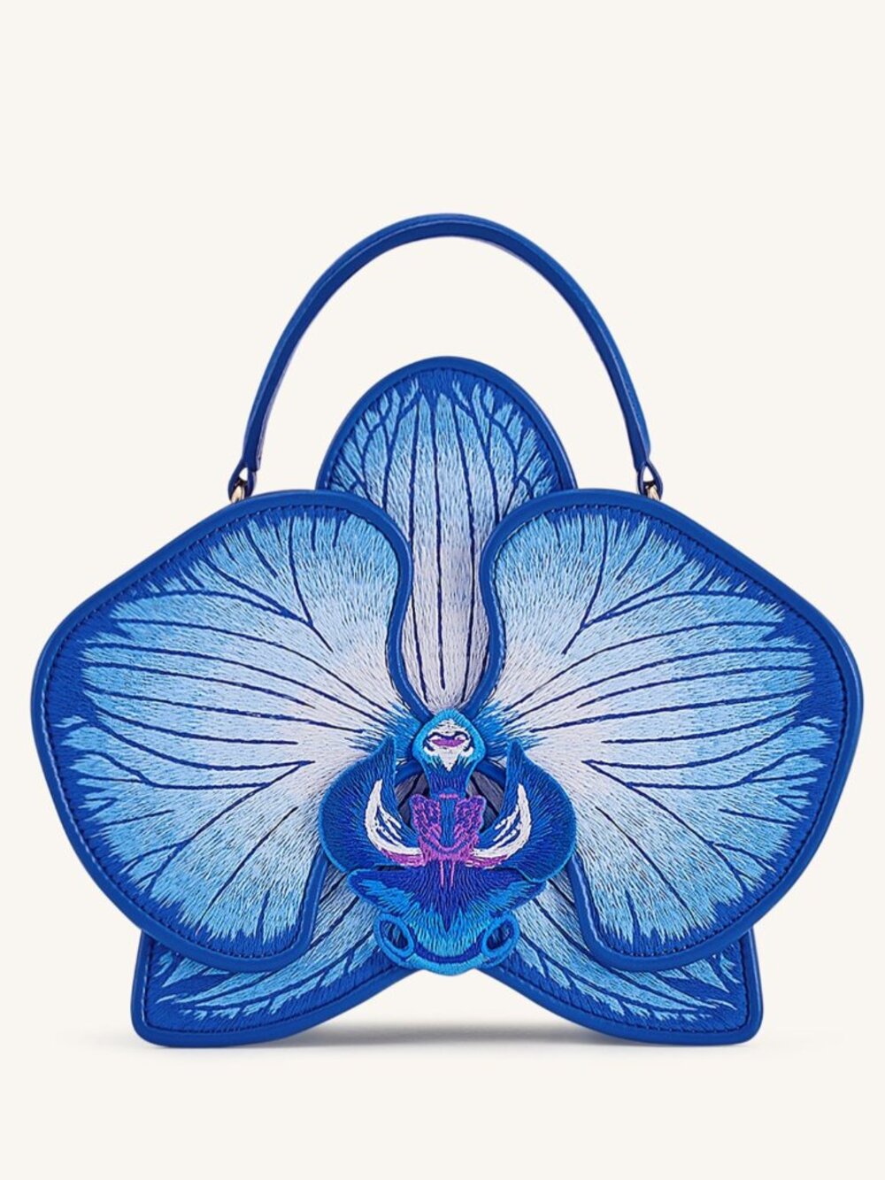 Blue Orchid Purse. JW PEI Flora Orchid Shaped Top Handle Bag